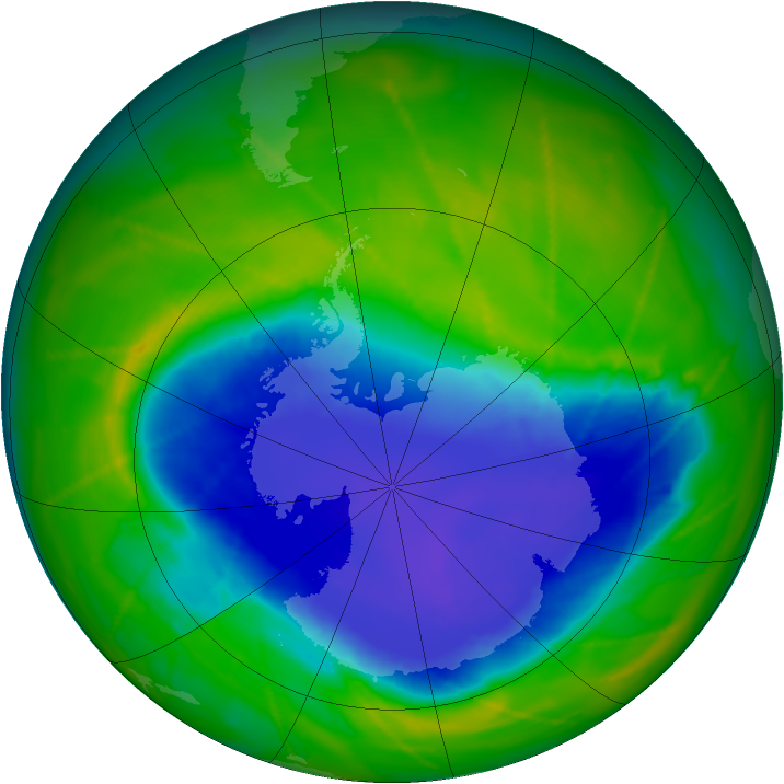 Antarctic ozone map for 31 October 2010